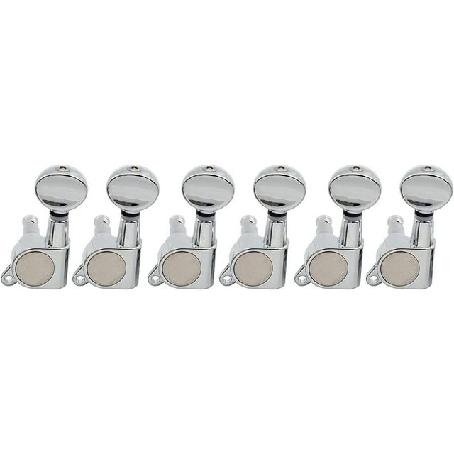 6 In Line Electric Guitar Tuners String Tuning Pegs Gear Machine Heads (Chrome Left Hand