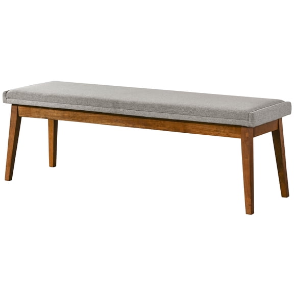6 In. Package Height Ash Grey Fabric Bench With Solid Wood Base 55.86 Width Upholstered