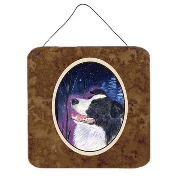 6 In. Starry Night Border Collie Aluminium Metal Wall Or Door Hanging Prints