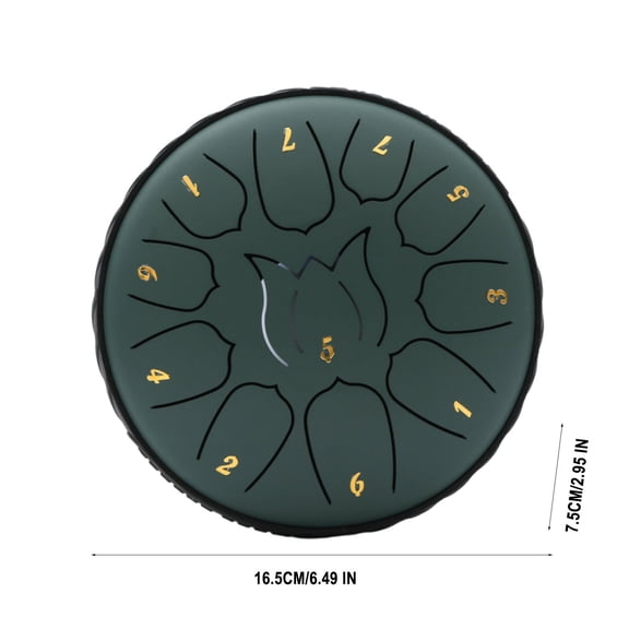 6 Inch 11 Notes Handpan Drum, Portable Stress Relief Mini Hand Disc Drum, Musical Percussion Instrument For Daily Relaxation, Adult Meditation And Kids Early Music Enlightenment-(Stone green)