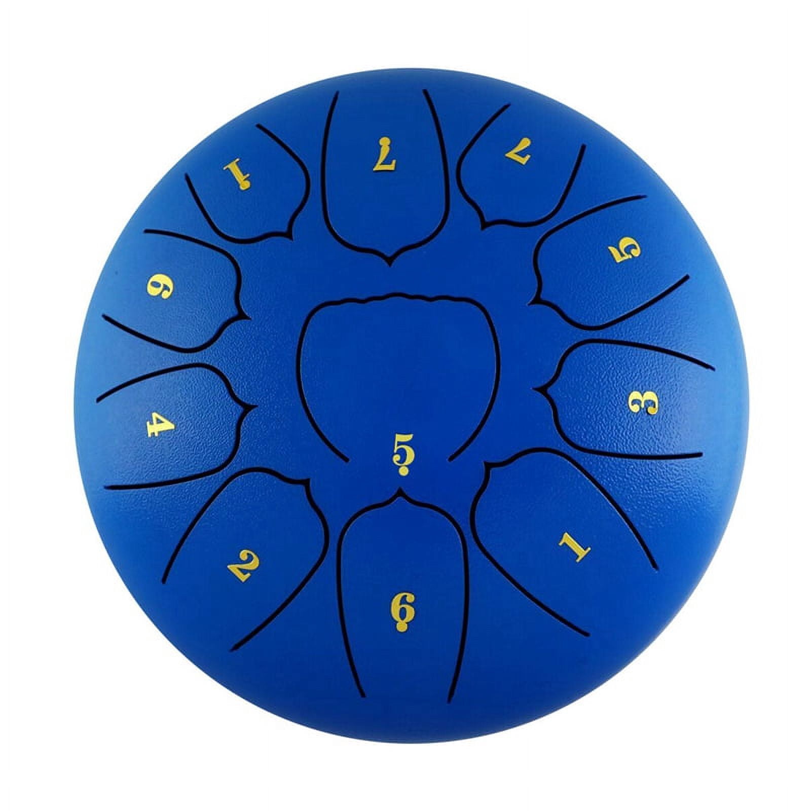 6 Inch 11 Tone Steel Tongue Drum Hand Pan Drum Drumstick Percussion Music Instrument Tambourine Drum Accessories-C,Dark Blue