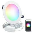 thumbnail image 1 of 6 Inch 12W LED RGBCW Smart Recessed Lighting with J-box, Alexa/Google/Siri Compatible, 1 of 7