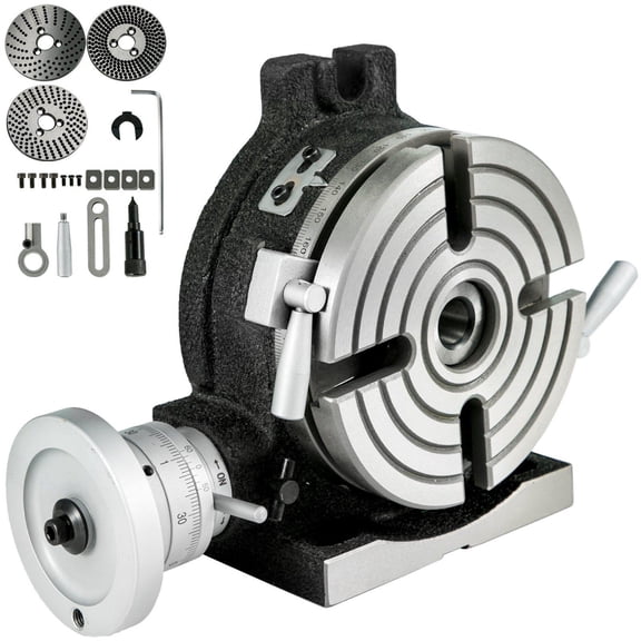 6 Inch 150mm Horizontal Vertical Milling Rotary Table with 4 Slots 10mm MT2 Arbor and Indexing Plate Set for Precision Milling Drilling