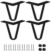 6 Inch /15cm Hairpin Legs, Btowin VCF 4Pcs Black Heavy Duty Metal Furniture Legs,DIY Replacement Feet with Rubber Floor Protectors & Screws for Home Projects TV Stand Sofa Cabinet