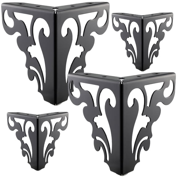 6 Inch / 15cm Metal Furniture Legs, TCHOSUZ Set of 4 Heavy Duty Iron Hollow Out Sofa Legs with Screws, Furniture Replacement Feets for DIY Cabinet Cupboard Table Couch Nightstand Dresser Black