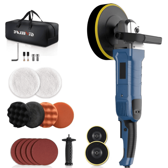6 Inch 1600W Rotary Car Buffer Polisher, 7 Variable Speed 1000-3500 RPM Electric Polisher Waxer with Detachable Handle for Car Boat Sanding Polishing Waxing