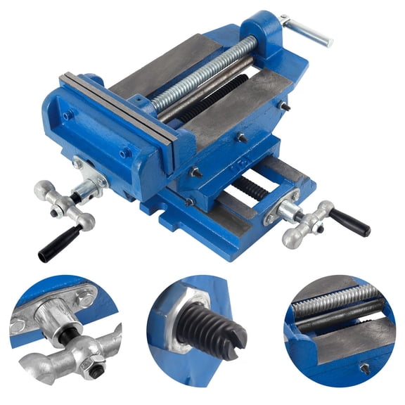 6 Inch 2 Way X-Y Clamp Machine,Cross Slide Drill Press Vise With Heavy Duty Cast Iron Body,Smooth Screw For Accurate Positioning,Benchtop Cross Slide Vise For CNC Or Mechanical Equipment,Blue