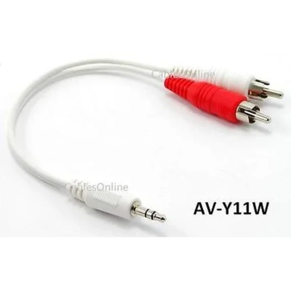 6 Inch 3.5Mm Stereo Male To 2-Rca Male White Audio Y-Splitter Cable, Av-Y11W