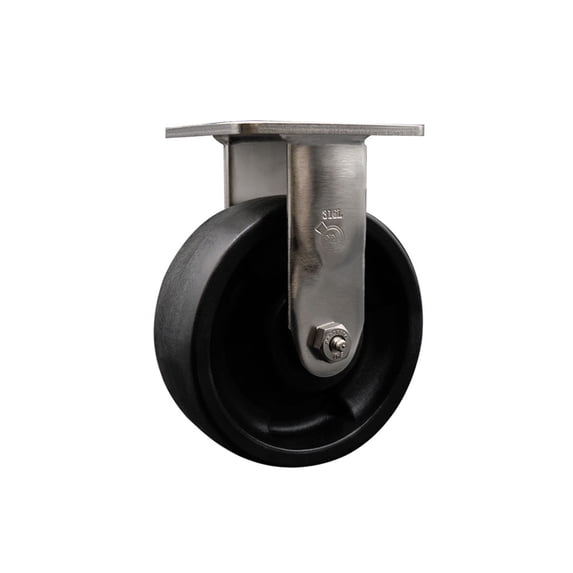 6 Inch 316 Stainless Steel Glass Filled Nylon Wheel Rigid Caster w/Ball Bearing