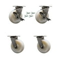 thumbnail image 1 of 6 Inch 316 Stainless Steel Nylon Caster Set w/Ball Bearing 4 Swivel Lock 2 Brake, 1 of 2