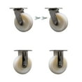 thumbnail image 1 of 6 Inch 316 Stainless Steel Nylon Caster Set w/Delrin Bearing 2 Swvl Lock 2 Rigid, 1 of 2