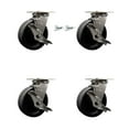 thumbnail image 1 of 6 Inch 316SS Glass Filled Nylon Caster Set w/Roller Bearing 4 Brake 2 Swivel Lck, 1 of 2