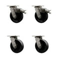 thumbnail image 1 of 6 Inch 316SS Glass Filled Nylon Swivel Caster Set with Ball Bearing 2 Brakes SCC, 1 of 2