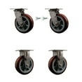 thumbnail image 1 of 6 Inch 316SS Polyurethane Caster Set with Ball Bearings 2 Swivel Locks 2 Rigid, 1 of 2