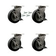 thumbnail image 1 of 6 Inch 316SS Rubber on Aluminum Caster Set with Roller Bearings&Brake/Swivel Lck, 1 of 2