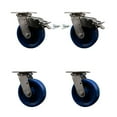 thumbnail image 1 of 6 Inch 316SS Solid Poly Caster Set with Delrin Bearings 2 Swivel Locks 2 Brakes, 1 of 2