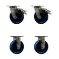thumbnail image 1 of 6 Inch 316SS Solid Poly Caster Set with Roller Bearings 2 Brakes 2 Rigid SCC, 1 of 2