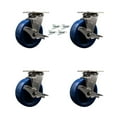 thumbnail image 1 of 6 Inch 316SS Solid Poly Caster Set with Roller Bearings and Brakes/Swivel Locks, 1 of 2