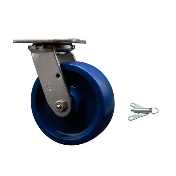 6 Inch 316SS Solid Poly Swivel Caster with Delrin Bearing and Swivel Lock SCC