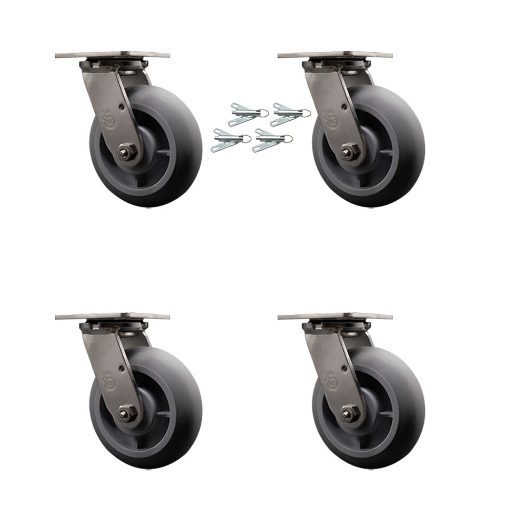 6 Inch 316SS Thermo Donut Tread Swivel Caster Set w/Delrin Bearing ...