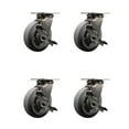 thumbnail image 1 of 6 Inch 316SS Thermo Rubber Flat Tread Swivel Caster Set w/Ball Bearings & Brakes, 1 of 2