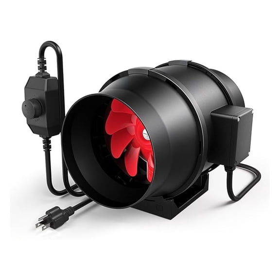 6 Inch 395 CFM Inline Duct Fan with Variable Speed Controller, Exhaust HVAC Blower for Grow Tent, Basement, Black