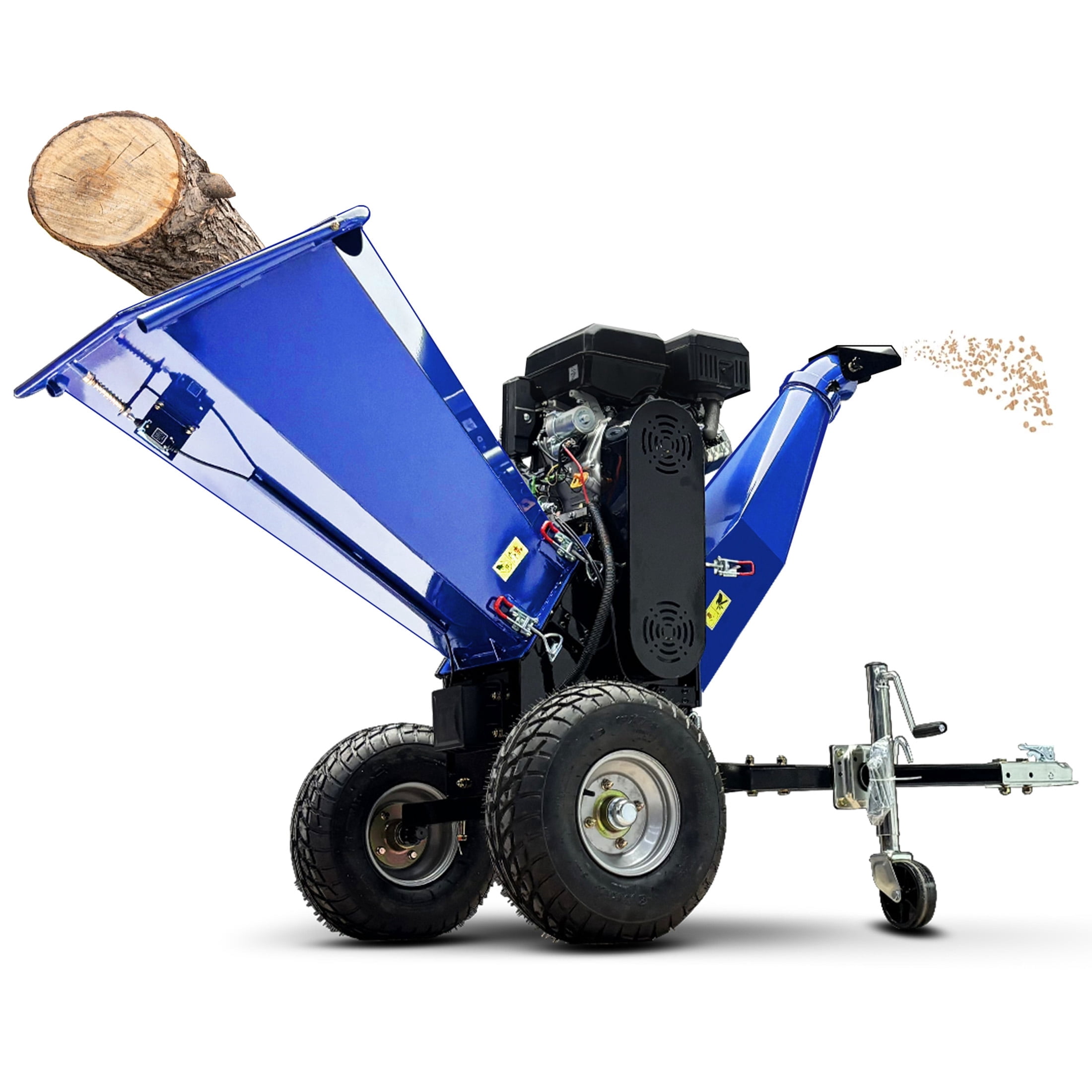 6-Inch 420cc 15HP Wood Chipper, E-Start Stump Grinder, Towable Chipper ...