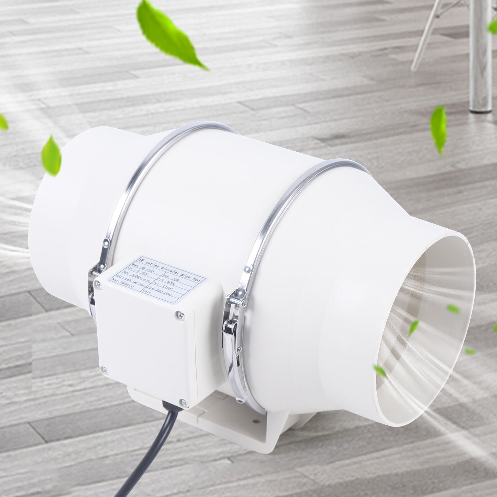6 Inch 540m3/h Inline Ventilation Fan Air Circulation Vent Exhaust Blower Fan US Low Energy Consumption Moisture-Proof Anti-oxidation