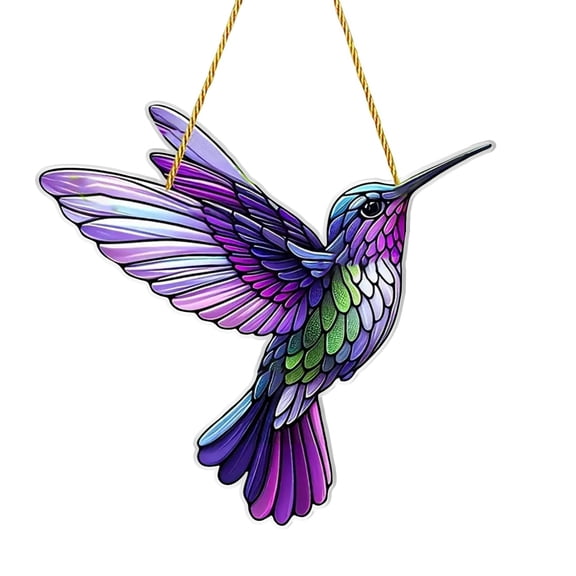 6 Inch Acrylic Suncatcher Bird Hanging Ornament, Stained Glass Window Decor, Crystal Sky Light Catcher for Garden Patio, Diamond Art Bird, UV Protection
