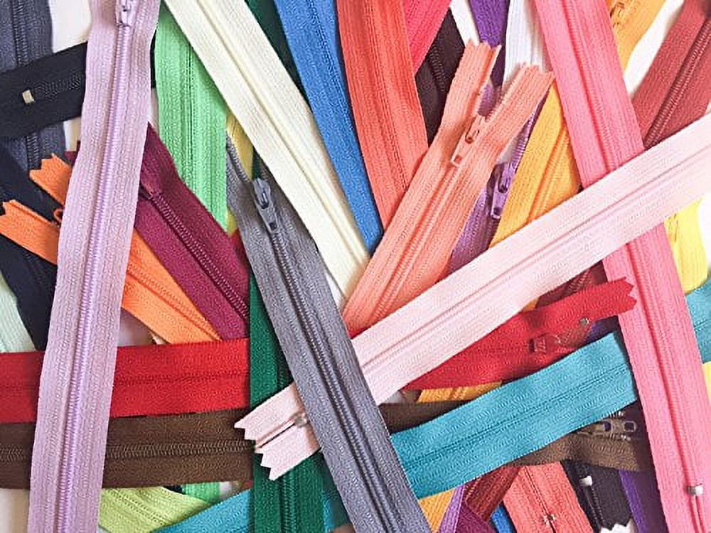 6 Inch Assortment of Colors YKK Zippers Number 3 Nylon Coil Set of 110 Pieces
