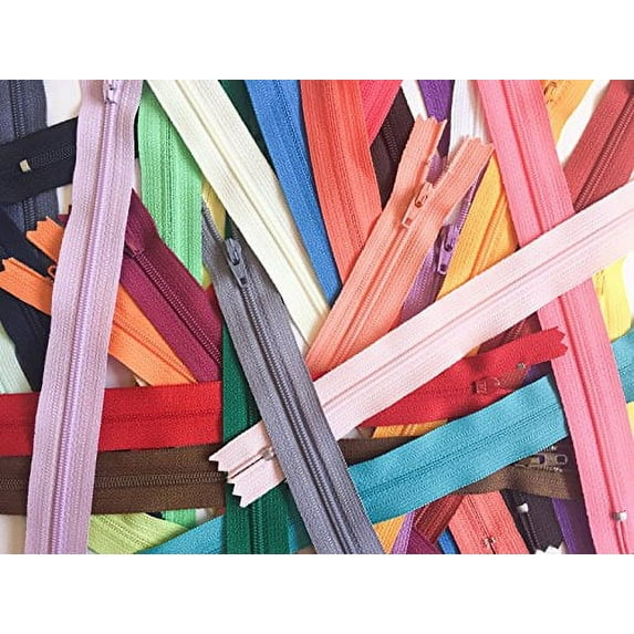 6 Inch Assortment of Colors YKK Zippers Number 3 Nylon Coil Set of 110 Pieces