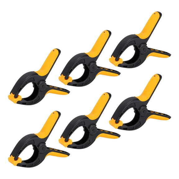 Uxcell 6 inch Backdrop Spring Clamps, 6 Pack Plastic Flexible Anti-slip Strong Clips Mini Clamps for Stand DIY Project Photography Studio, Black and Yellow