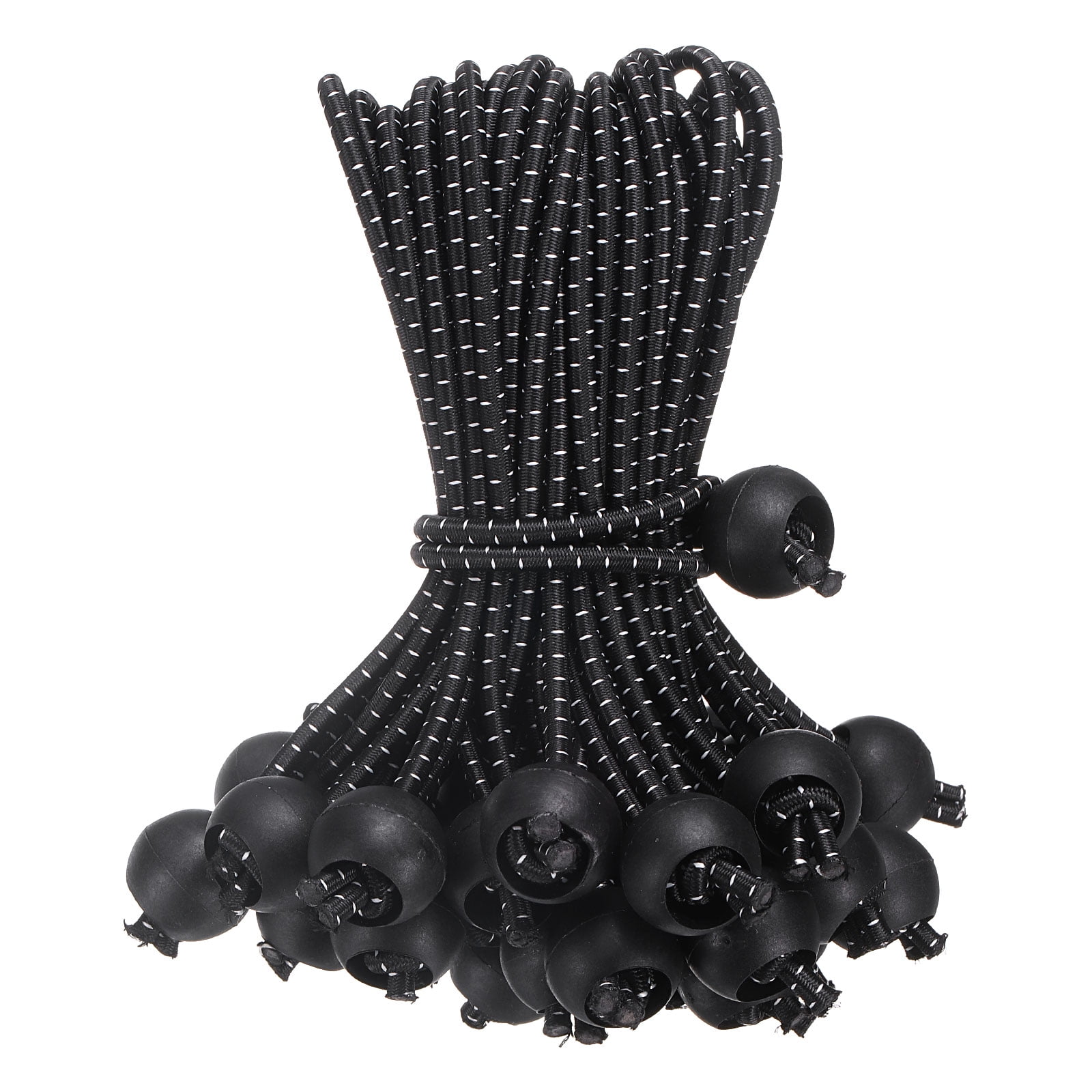6 Inch Balls Bungee Cords, 60 Pcs Bungee Cords with Balls Elastic Tarp Tie Downs for Tents (Black)