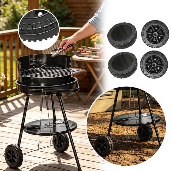 6 Inch Bbq Grill Replacement Wheels Heavy Duty Universal Caster Wheels For Outdoor Backyard Grills(Black-15.2X4Cm)