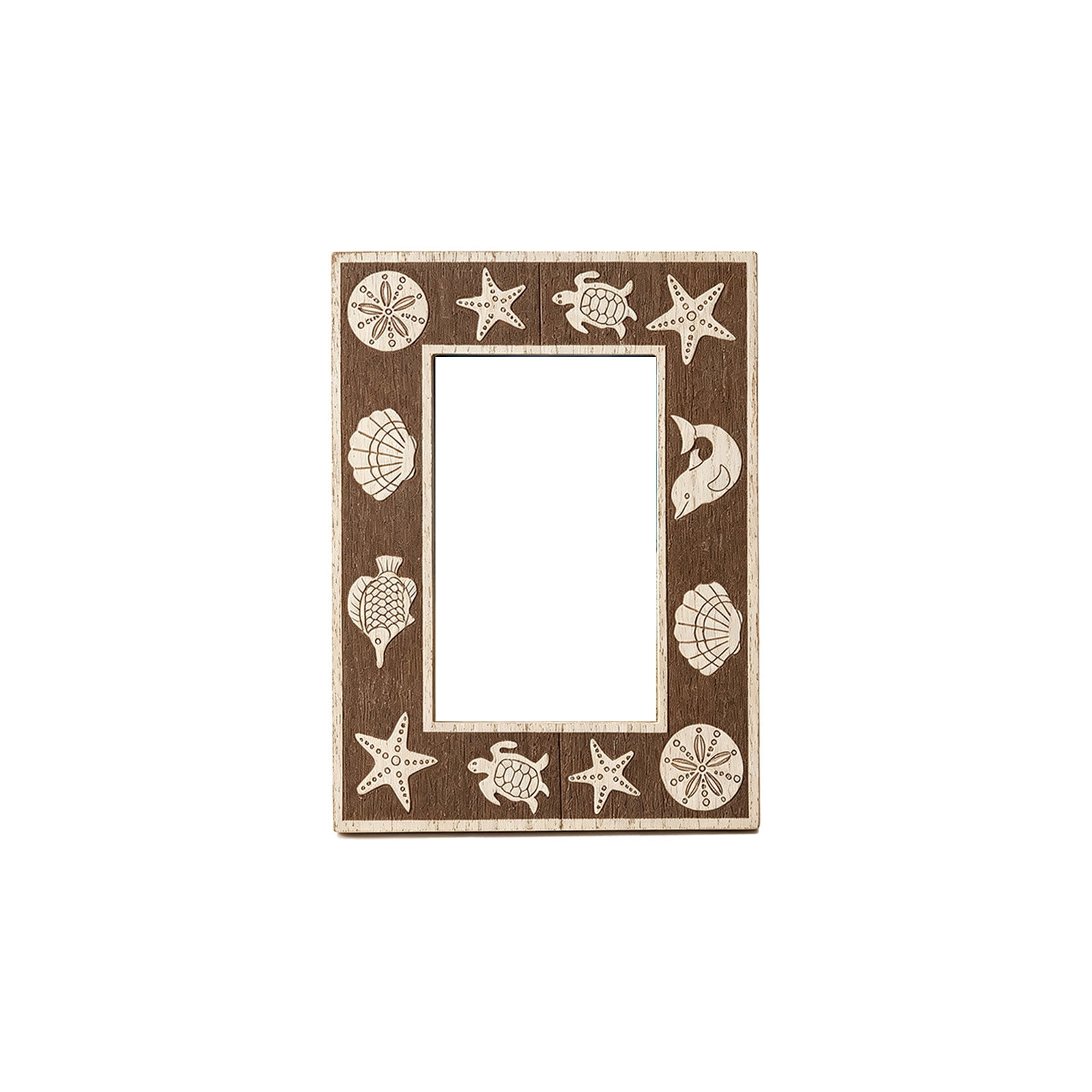 6-Inch Beach-Themed Picture Frame with Starfish, Shells and Sea Turtle ...
