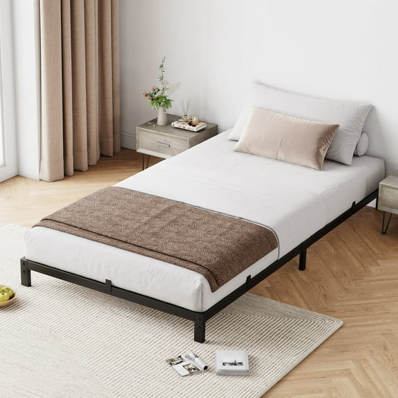 6 Inch Bed Frame Heavy Duty Platform Metal Bed Frame with Metal Slats,No Box Spring Needed