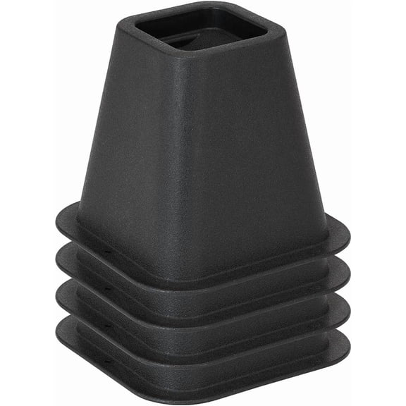 6 Inch Bed Riser | Pack of 4 & Furniture Lifter Wheel Grooves Under-Bed Storage Bedroom Dorm Black