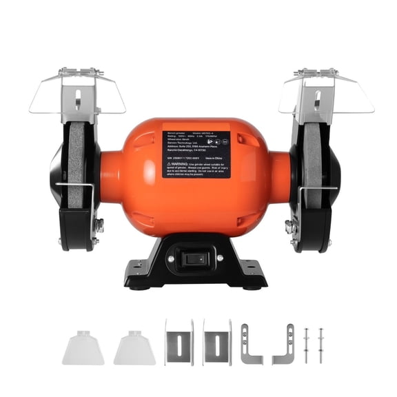 6 Inch Bench Grinder, 1750RPM Single Speed Grinder, 250W Table Grinder with 36/60 Grit Wheels & Adjustable Tool Rest for Sharpening, Metal Grinding, Tool Maintenance