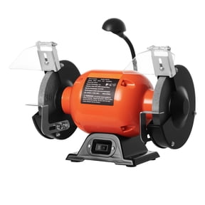 6 Inch Bench Grinder 3450 RPM 250W Induction Motor with 36 60 Grit Grinding Wheels and LED Work Light for Sharpening