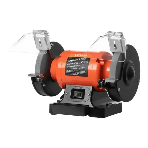 6 Inch Bench Grinder 3450 RPM 450W Induction Motor with 36 60 Grit Grinding Wheel Adjustable Eye Shield for Sharpening Grinding