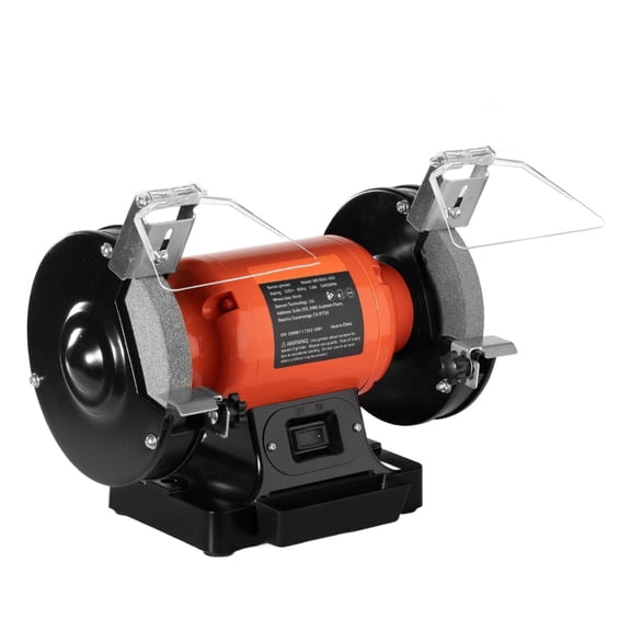 6-Inch Bench Grinder, Single Speed 3450 RPM, 450W Induction Motor, 36/60-Grit Wheel, Adjustable Eye Shield, for Sharpening