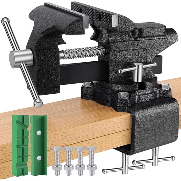 6-Inch Bench Vise, 2-In-1 Drill-Free Table Vice for Workbench, Heavy Duty Bench Vice Clamp, -in Pipe Jaw and 270? Swivel Base, Table Vise for Woodworking, Workshop Use and DIY