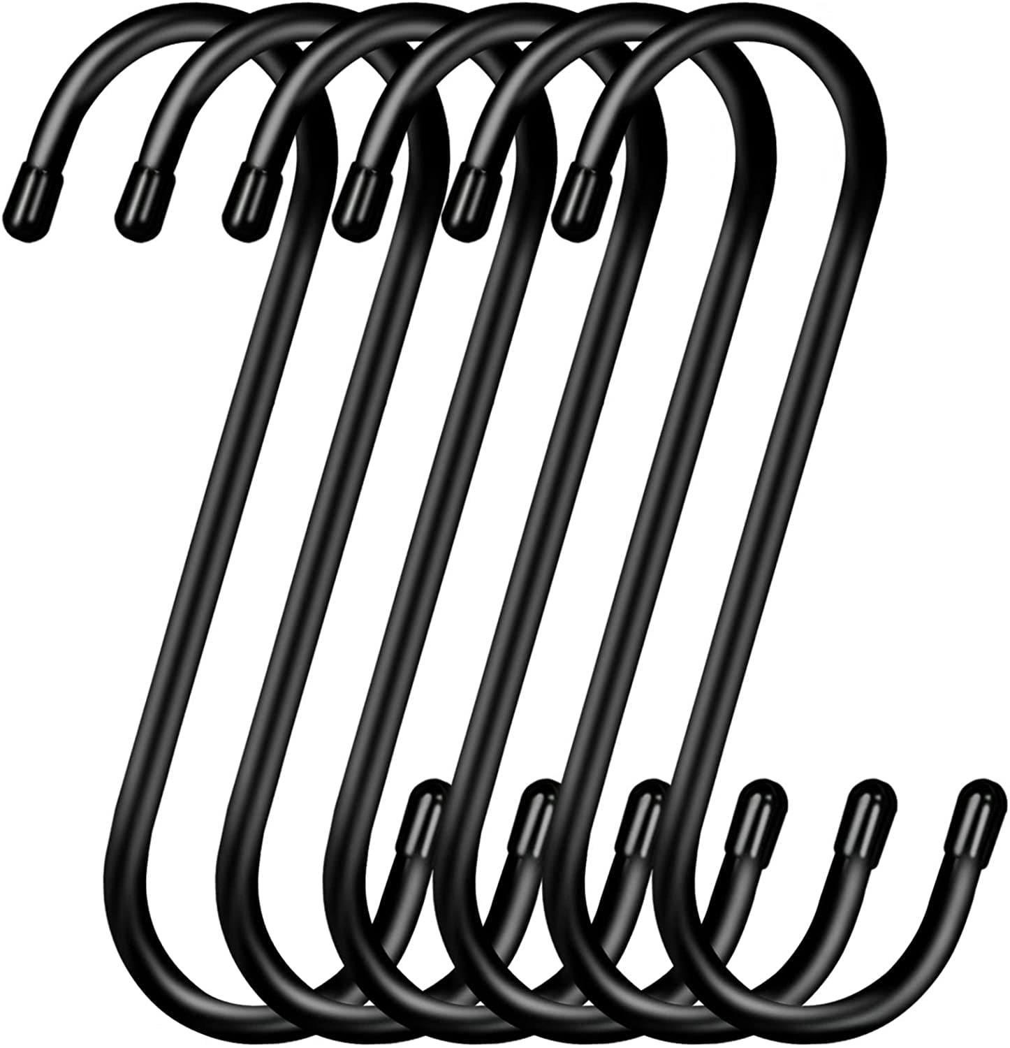6 Inch Black Large S Hanging Hooks Heavy Duty Thicker S Shaped Hooks for  Hanging Clothes Plants Pans Pots Towels Bags Cups Birdfeeder Extension S  Shaped Hooks for Home,Kitchen,Garden,Patio 