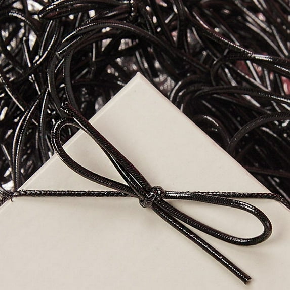 6 Inch Black Metallic Stretch Loops With Bow - 50 Pack