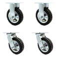 thumbnail image 1 of 6 Inch Black Pneumatic Wheel Caster Set 2 Swivel 2 Rigid Service Caster Brand, 1 of 2