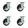 thumbnail image 1 of 6 Inch Black Pneumatic Wheel Caster Set 4 Swivel with Brakes 2 with Swivel Locks, 1 of 2