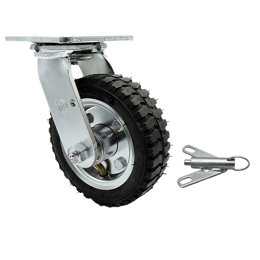 6 Inch Black Pneumatic Wheel Swivel Caster with Bolt Swivel Lock Service Caster