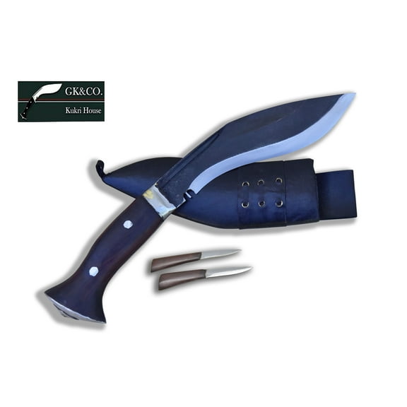 6 Inch Blade Panawal Rust free Kukri/Khukuri Full Tang Rosewood Handle Black Leather Sheath Handmade by GK&CO. Factory in Nepal.