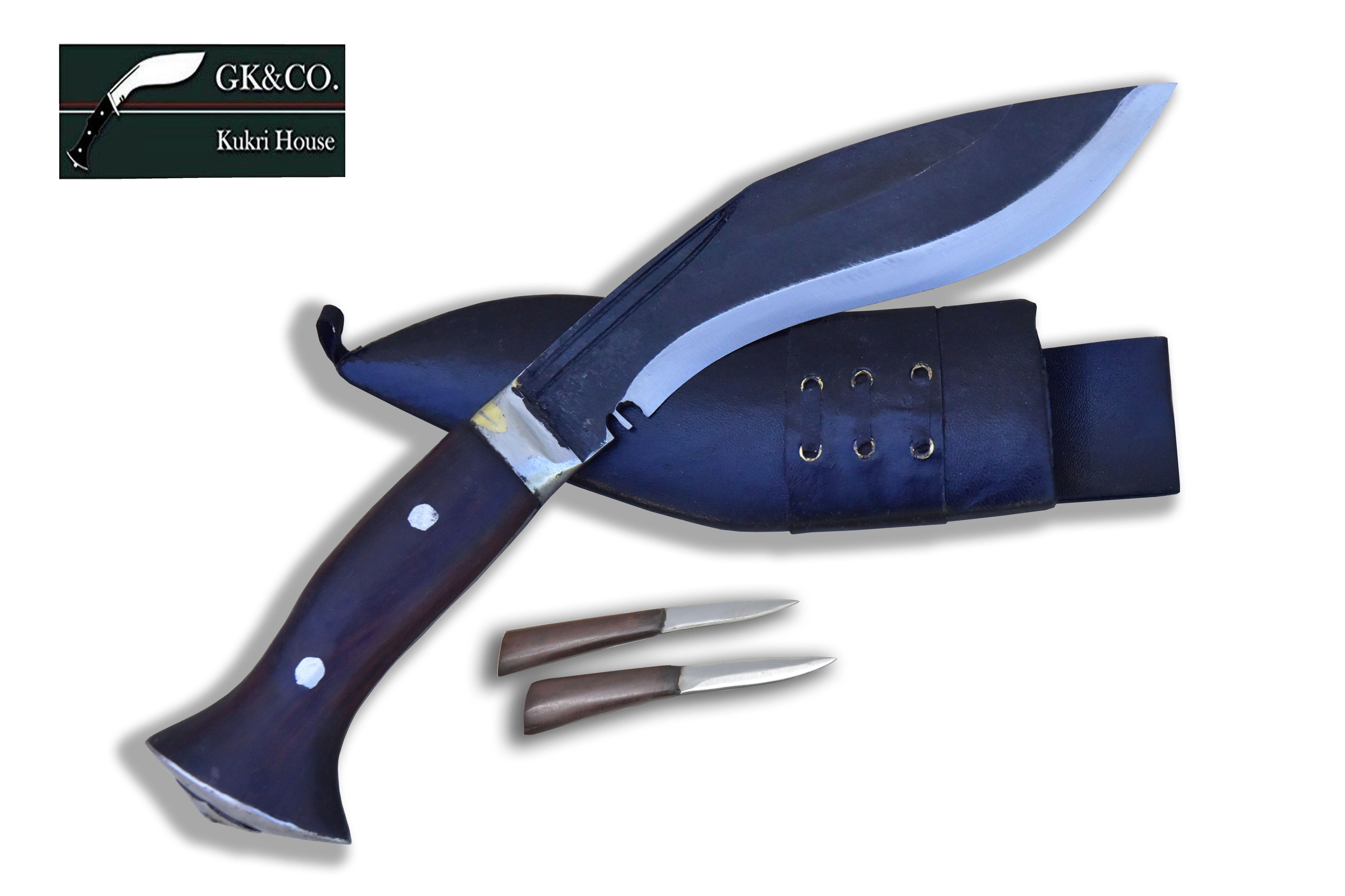 GK&CO Kukri House 5" American Eagle Kukri Knife - Full Tang Bone Handle, Carbon Steel Blade, Leather Sheath