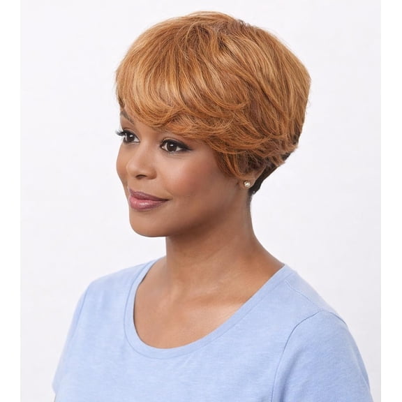 6 Inch Bob Ombre Straight Pixie Cut Human Hair Wig with Bangs